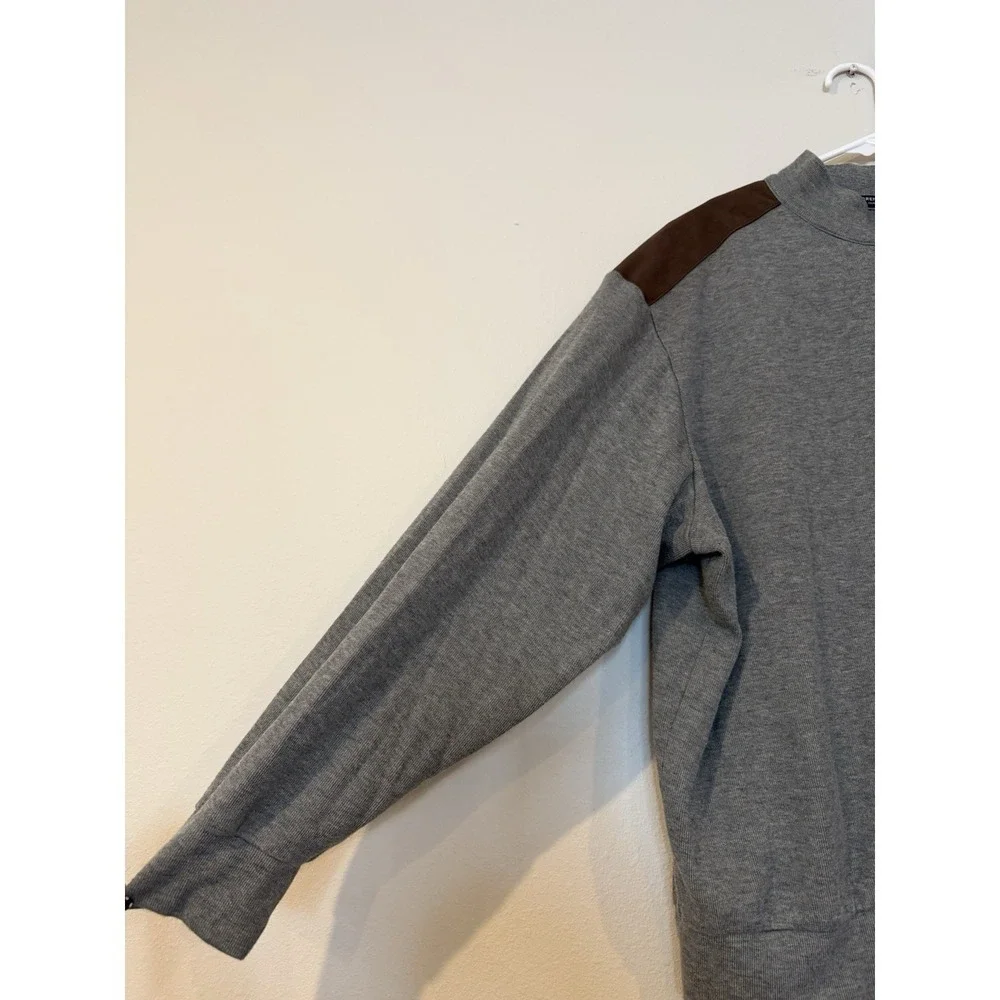 CREMIEUX Men's Gray Sweater With Brown Suede Elbow Patches Size XXL